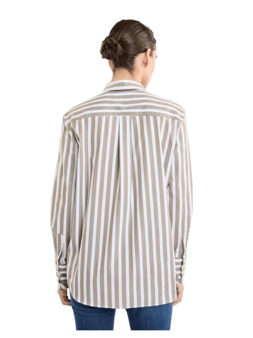 camicia donna manica lunga righe cotone stretch bianco/verde FAY | NCWA150568SXBHV604